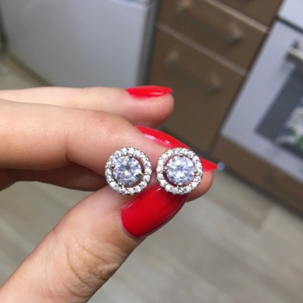 Cubic Zirconia Stud Earrings - Picture 1 of 6